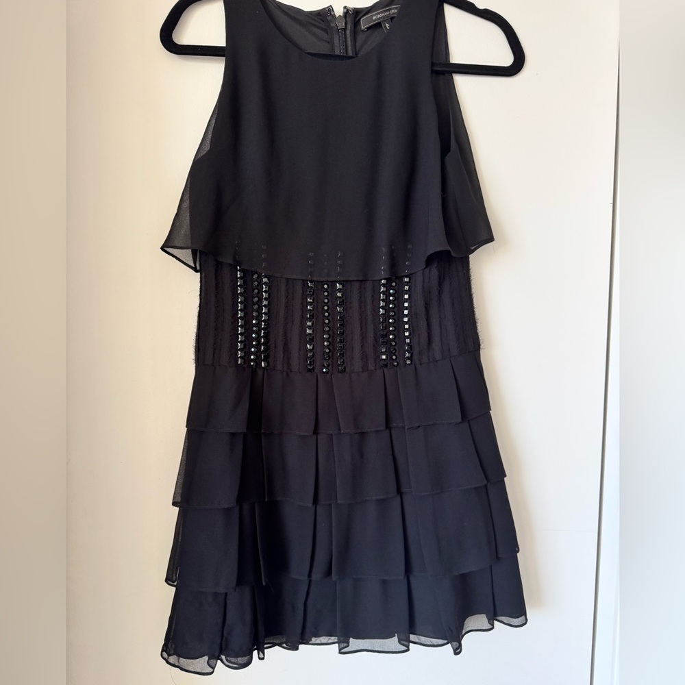 BCBGMaxAzria black  Dress - beaded waist Sz 4